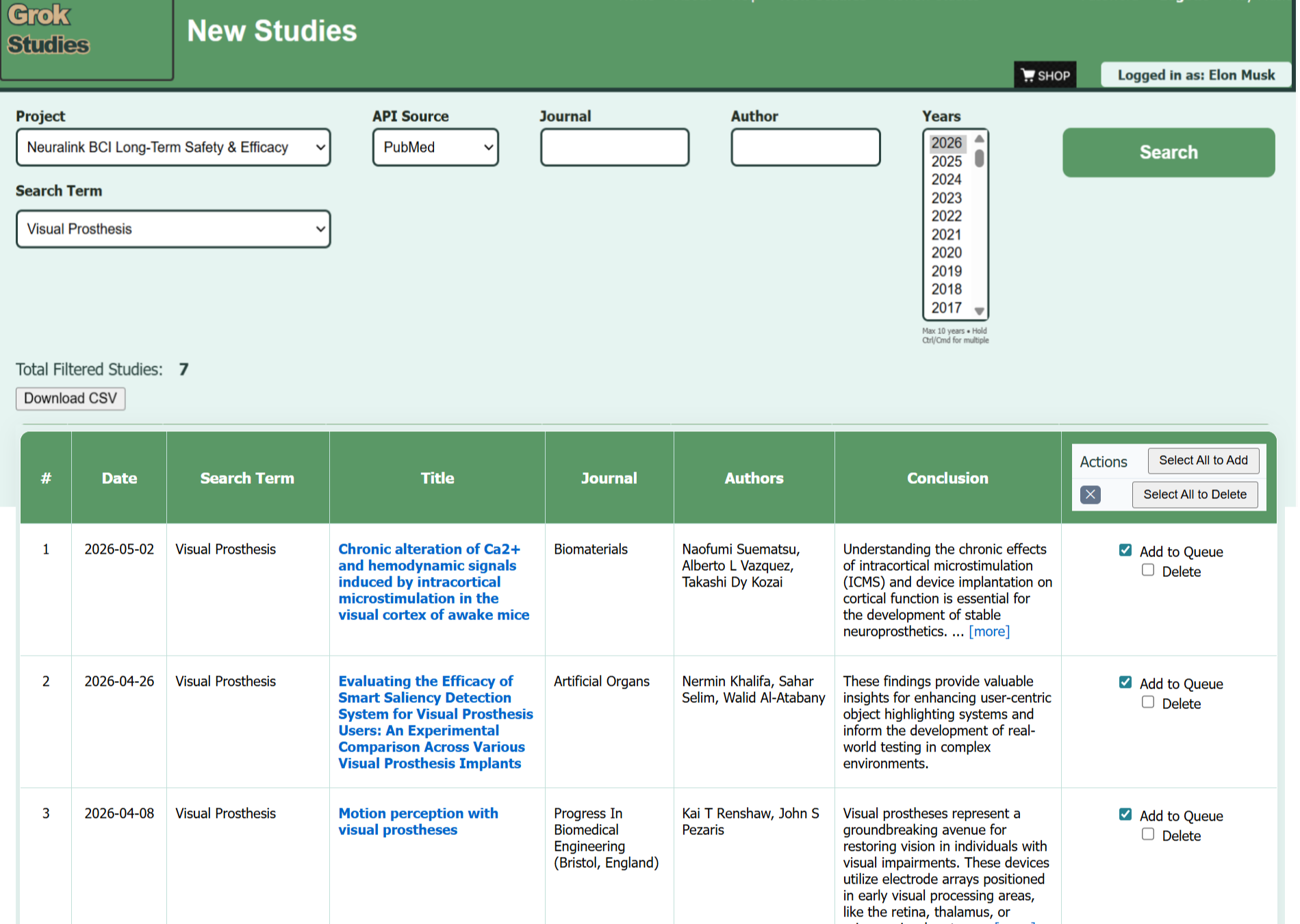 New Studies Page