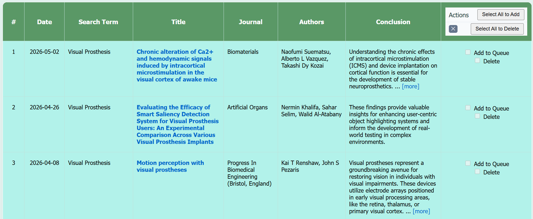 New Studies Page - Already worked studies