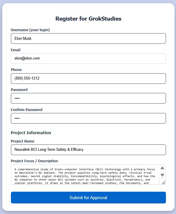 Create Project Screen