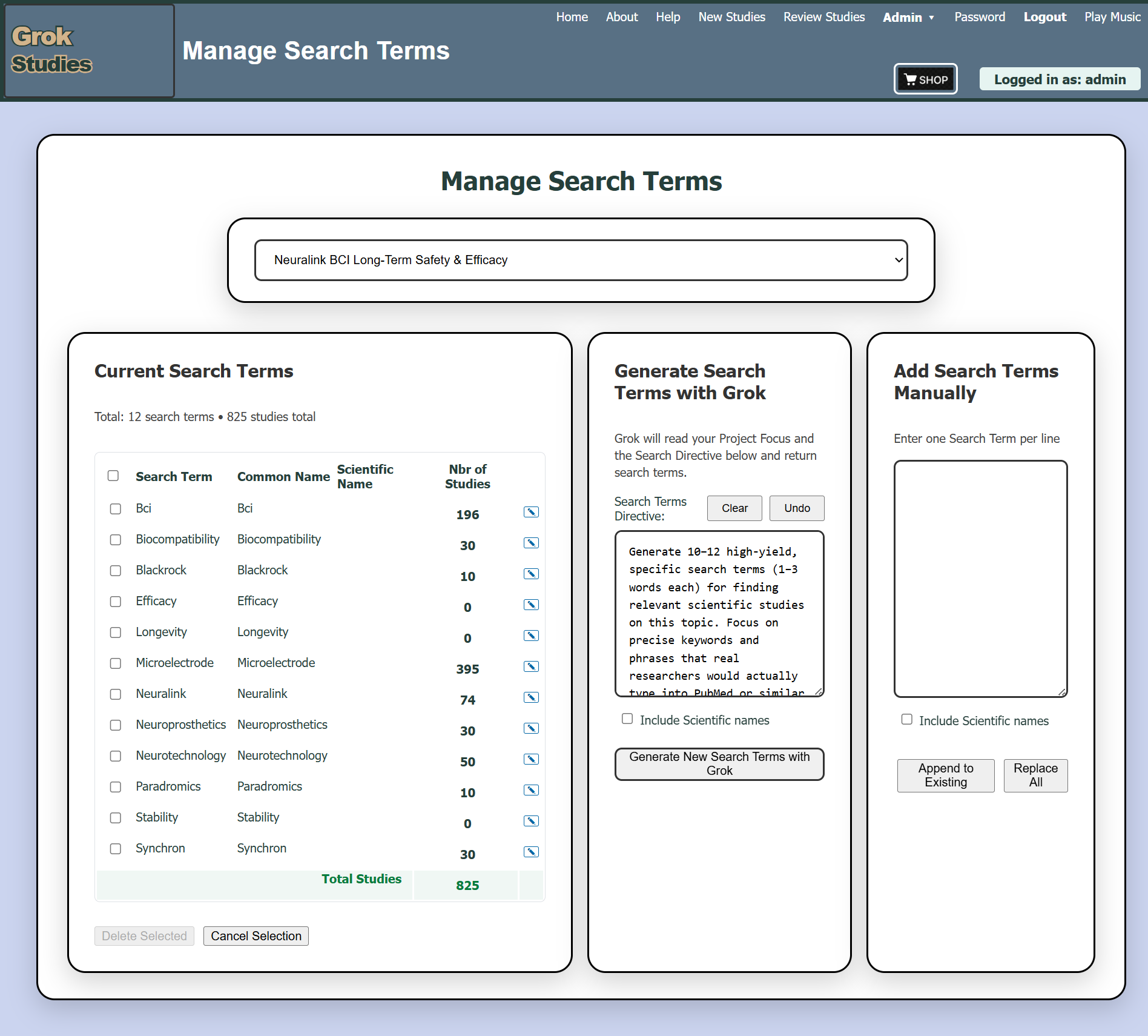 Manage Search Terms